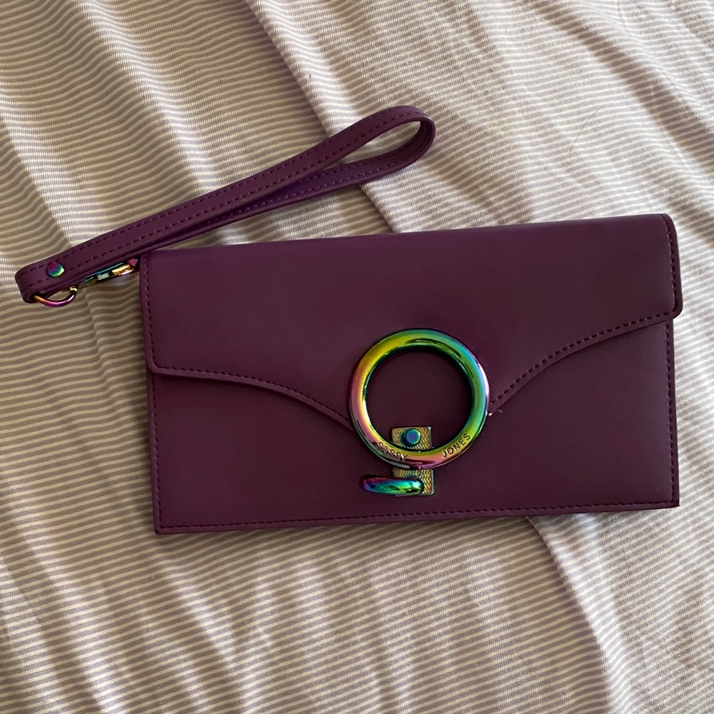 Elegant Purple Sassy Jones Clutch with Rainbow Accents
